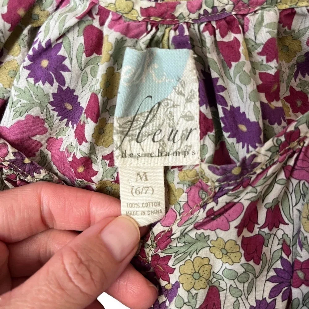 Peek Cottagecore Smocked Sleeve Floral Dress Size 6/7
